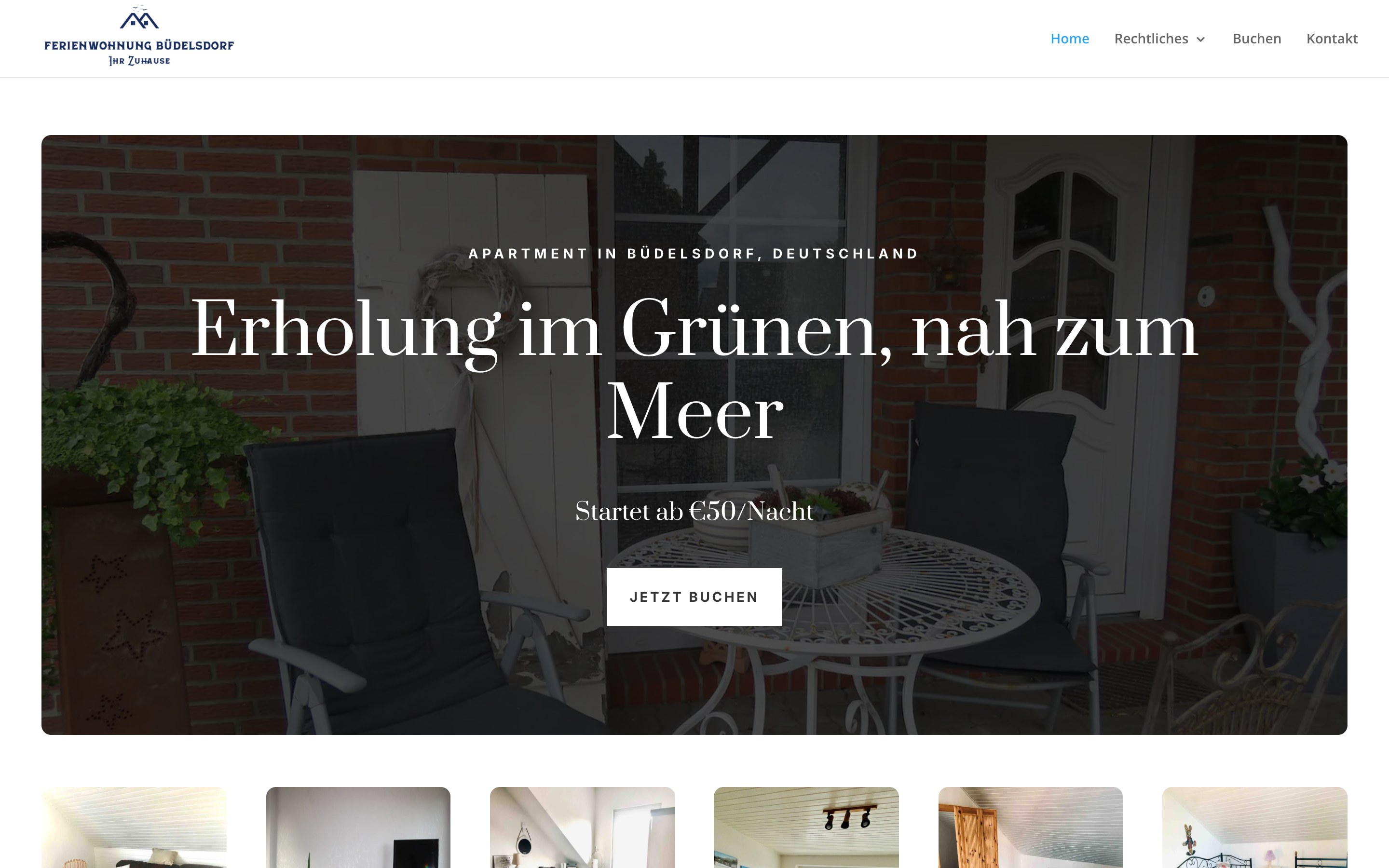 Screenshot der Website Ferienwohnung Büdelsdorf