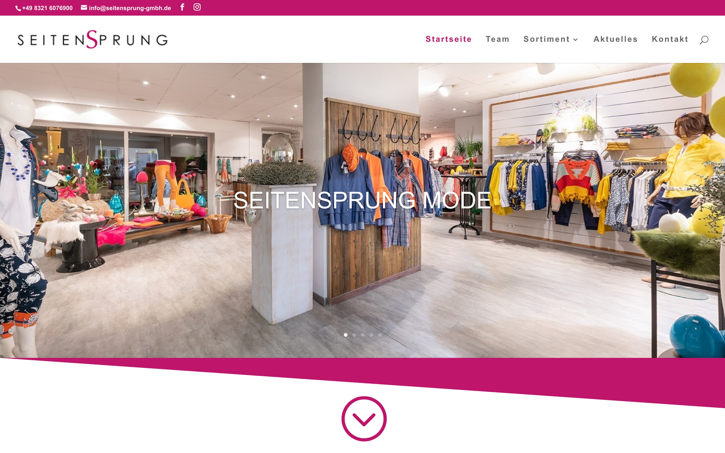 Screenshot der Website Seitensprung Mode